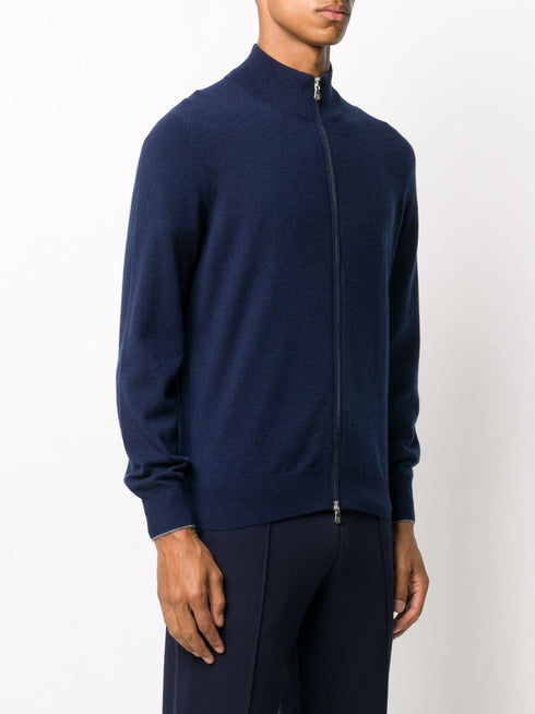 fine knit zipped front cardigan